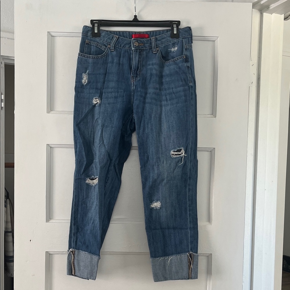 Jennifer Lopez Distressed Blue Boyfriend Jeans